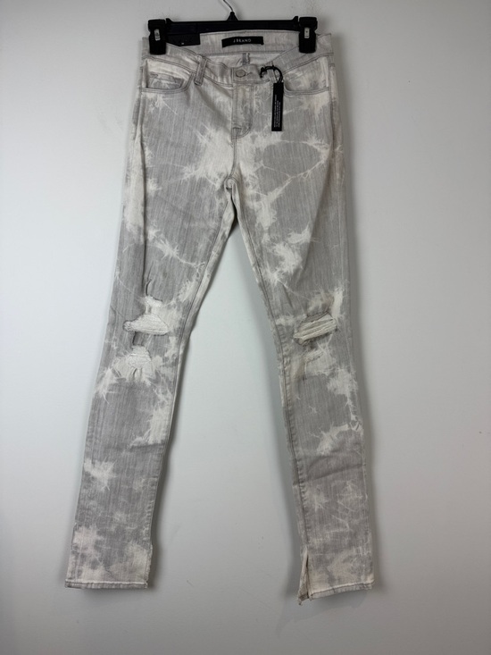 J Brand Denim - J Brand Mid Rise Rail Grey and White Tie-Dye Distressed Skinny Jeans
